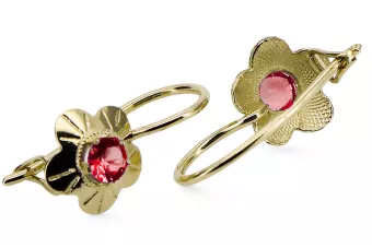 Рубін 14K Жовте золото Сережки Вінтаж стиль vec028y